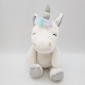 Carters Unicorn Plush 10” White Fur Blue Purple Rainbow Mane Stuffed Lovey 2018